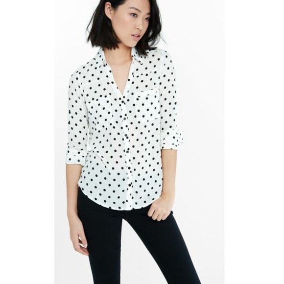 ♟️Express Polka Dot Portofino Blouse♟️ - Picture 1 of 5
